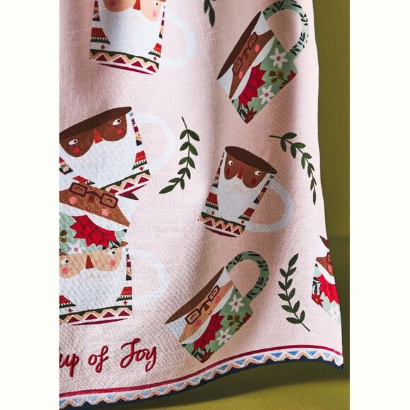 Anthropologie Fotini Tikkou Santa Mrs Claus Mugs Dish Towel Christmas Cup of Joy - Picture 5 of 7